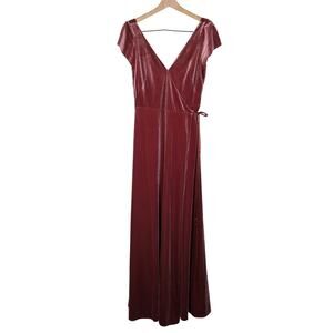 Jenny Yoo Marin Velvet V-Neck Maxi Dress Wrap Gown Size 6 Women's Preowned